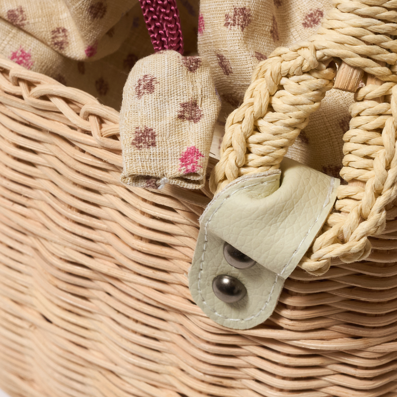 竹かごバッグ 巾着付き