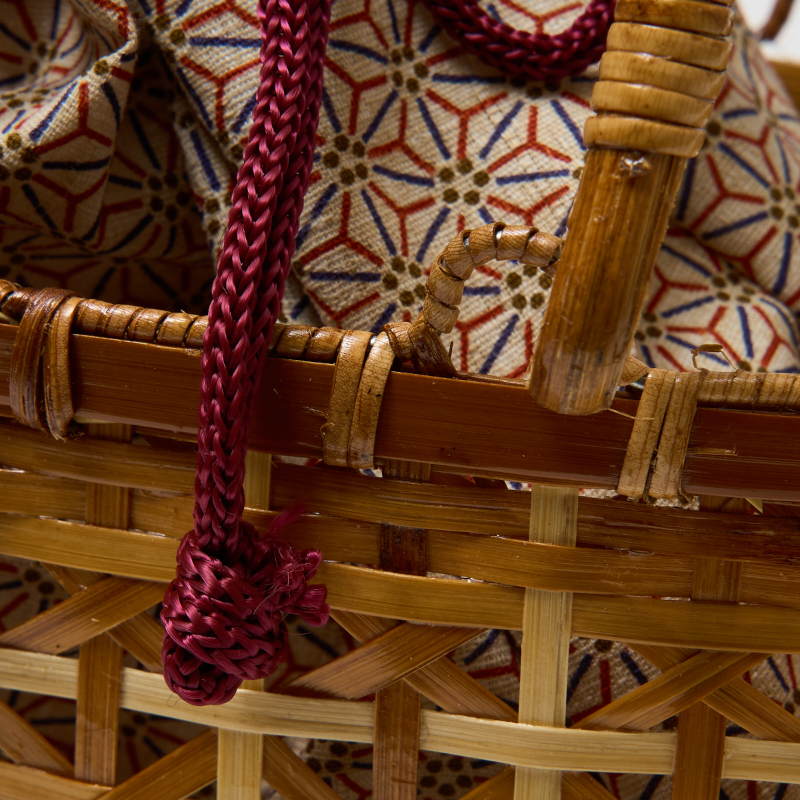 竹かごバッグ 巾着付き