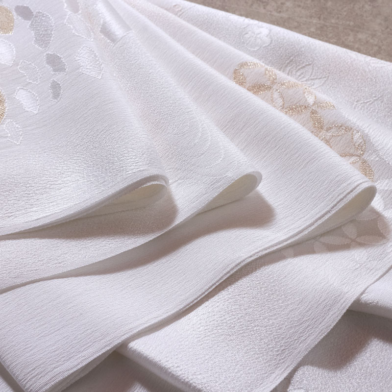 礼装用帯揚げ 正絹 紋意匠 白金縫取