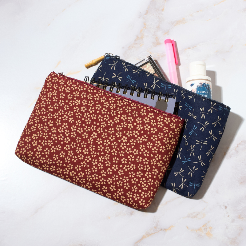 昔小裂 竹玉付角平ポーチ