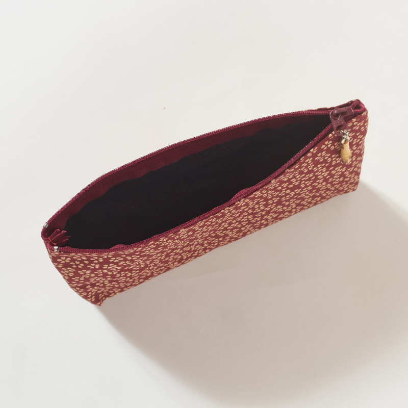 昔小裂 竹玉付角平ポーチ