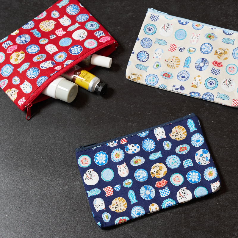 【特価品】ねこざら 角平ポーチ