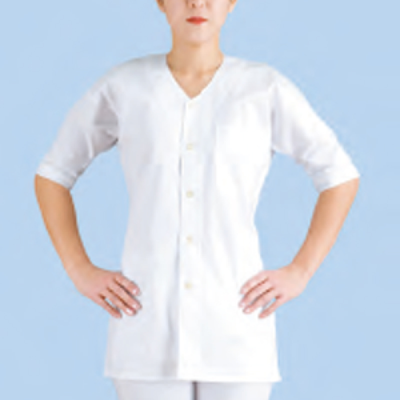 江戸一 くり衿シャツ半袖 晒