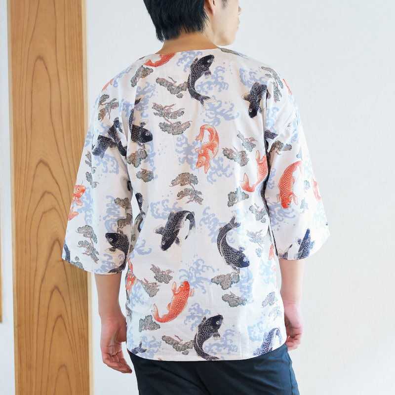 鯉口シャツ 鯉 ベージュ