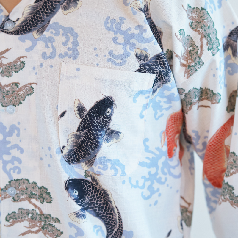 鯉口シャツ 鯉 ベージュ