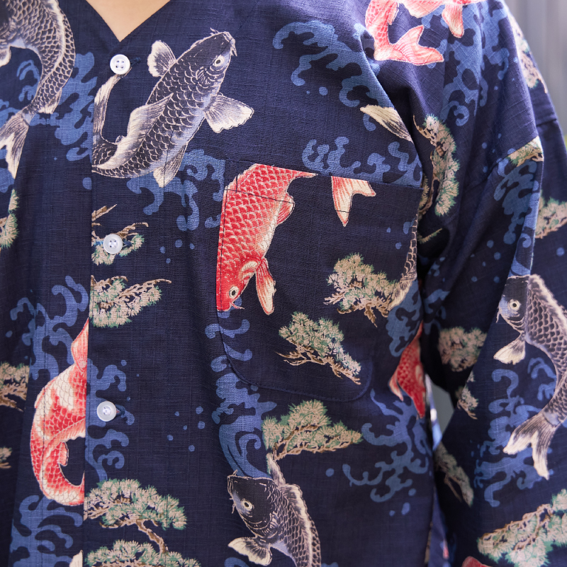 鯉口シャツ 鯉 ネイビー