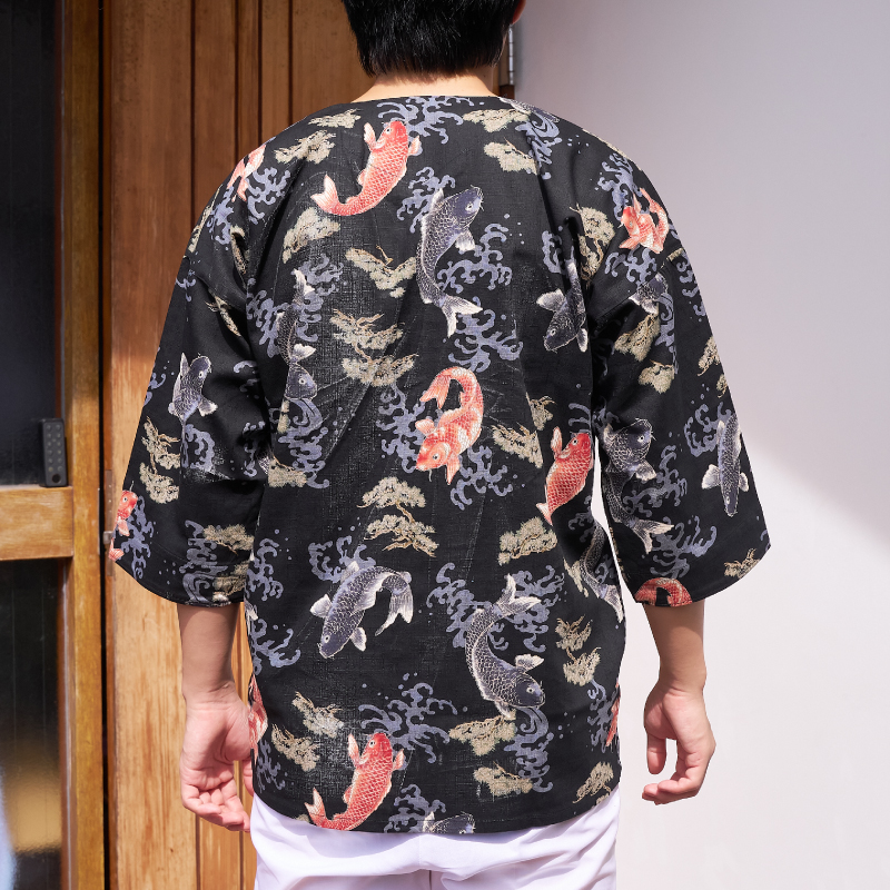 鯉口シャツ 鯉 ブラック