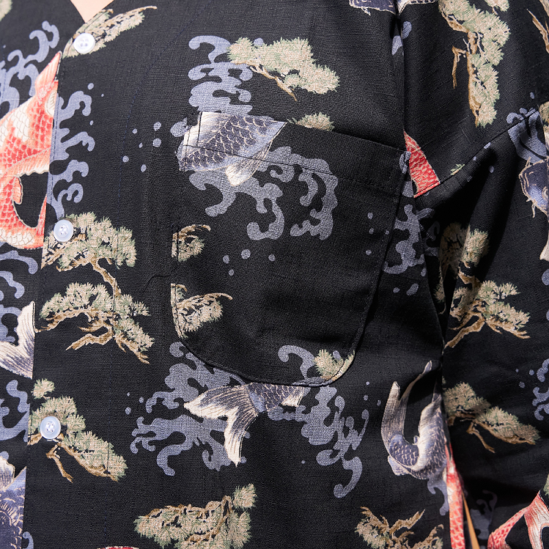 鯉口シャツ 鯉 ブラック