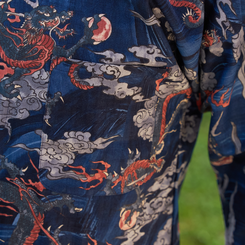 鯉口シャツ 雲竜 ネイビー