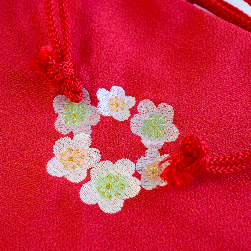 草履・巾着2点セット 刺繍 No.926 赤