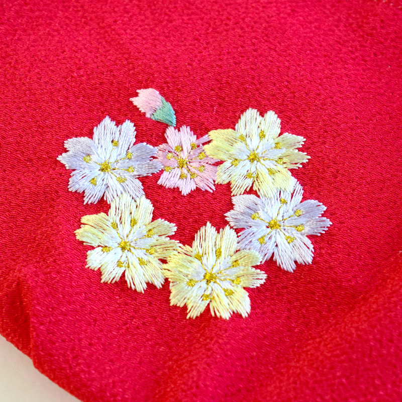 草履・巾着2点セット 刺繍 No.935 赤