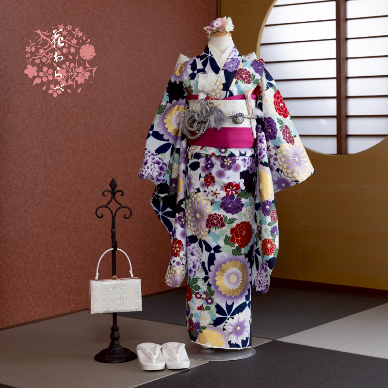  花わらべ 7才女児 着物 WP-2 古典（紺）