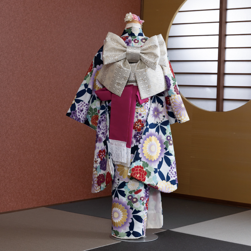  花わらべ 7才女児 着物 WP-2 古典（紺）