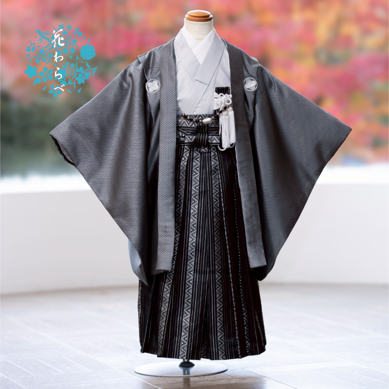  花わらべ 3才男児 衣裳 WP-22 小紋（グレー×薄グレー）