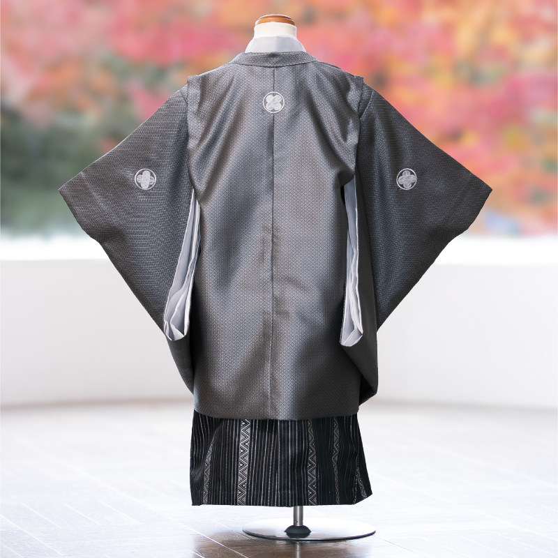  花わらべ 5才男児 衣裳 WP-22 小紋（グレー×薄グレー）