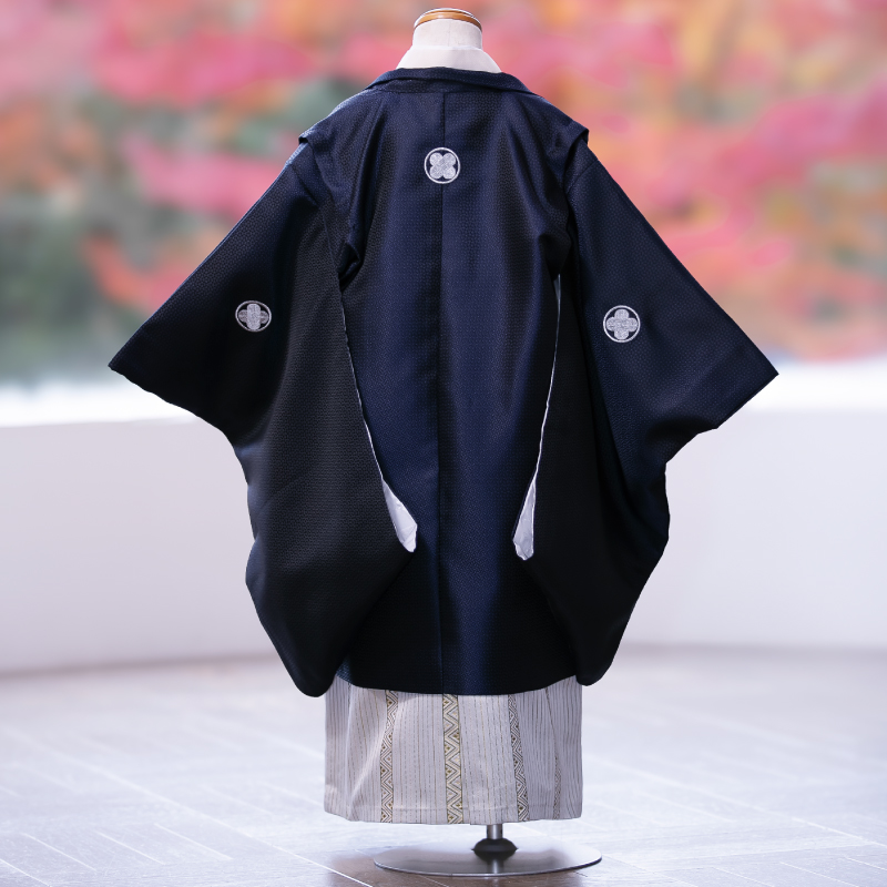  花わらべ 3才男児 衣裳 WP-23 小紋（紺×ベージュ）