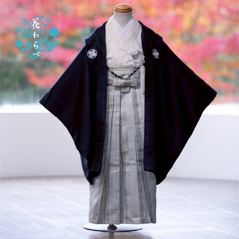  花わらべ 5才男児 衣裳 WP-23 小紋（紺×ベージュ）