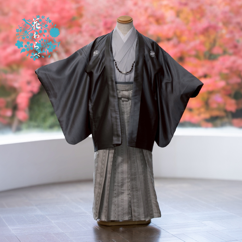  花わらべ 10～13才男児 衣裳 WP-201 小紋（グレー×薄グレー）
