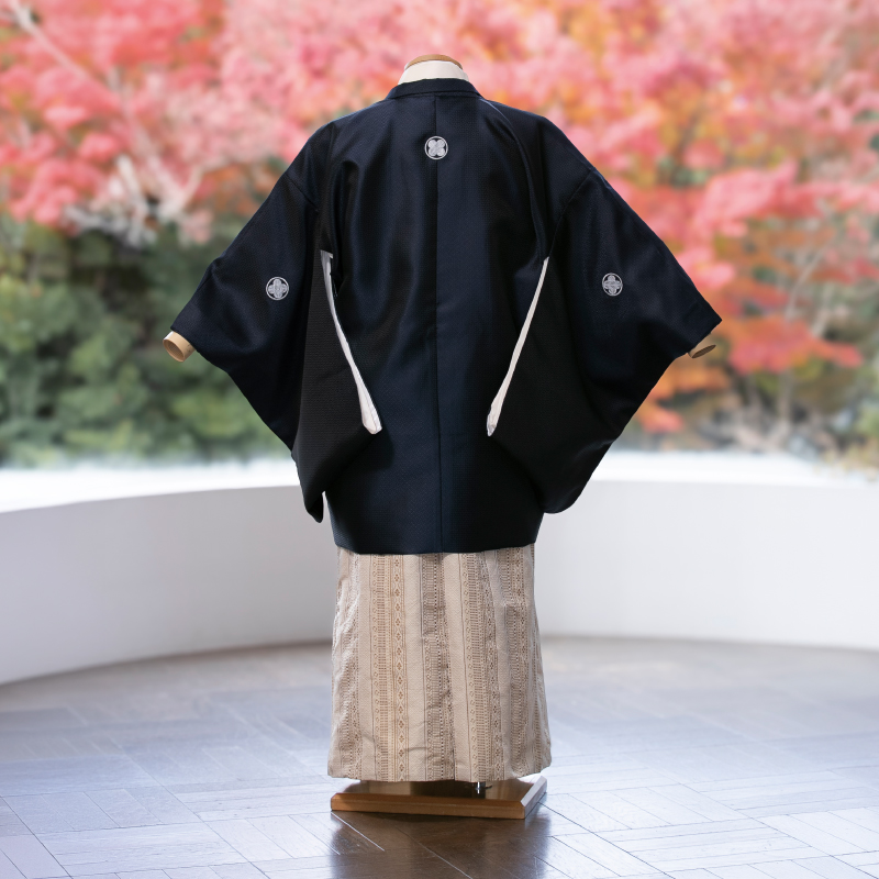  花わらべ 10～13才男児 衣裳 WP-202 小紋（紺×ベージュ）